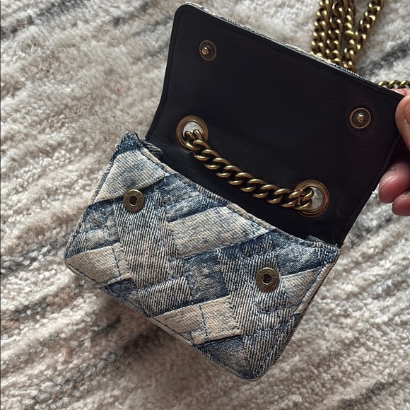 Kurt Geiger Blue and Gold Mini Quilted Bag - Picture 5 of 7